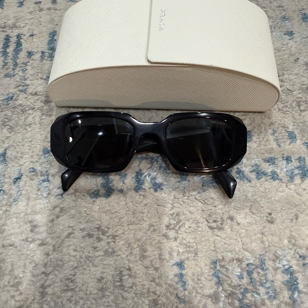 Prada Black Authentic Chunky Rectangular Sunglass… - image 1
